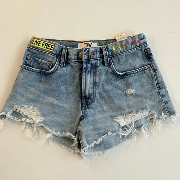 Aviator Nation Distressed Denim Shorts 25 - Picture 1 of 7